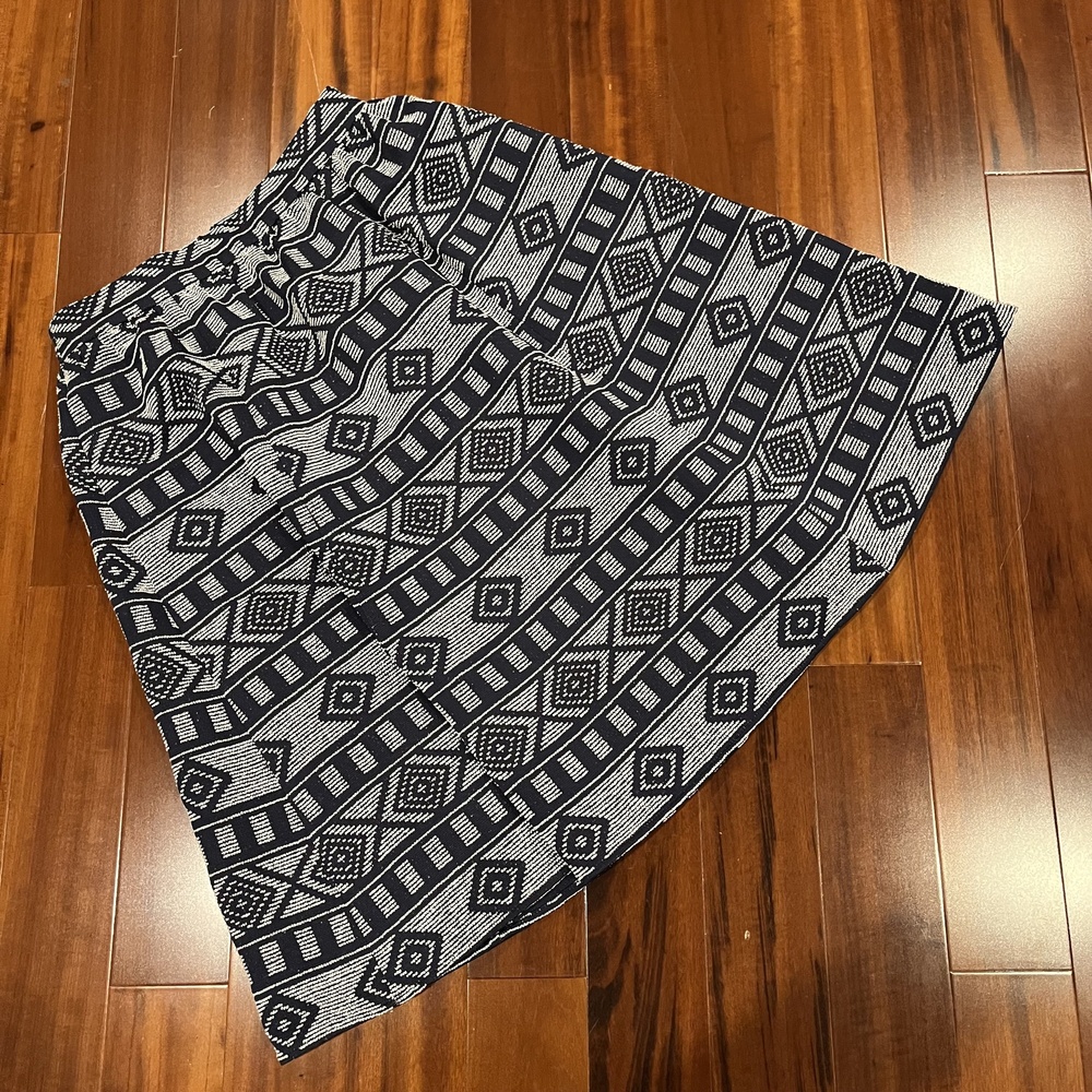 Halogen Nordstrom Blue White Skirt Tapestry Texture Geometric Size‎ Petite 2 2P